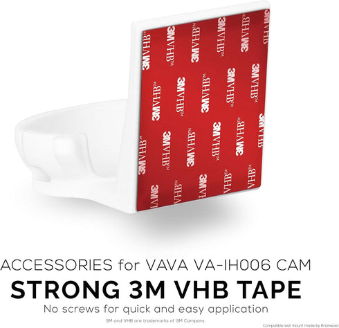 BRAINWAVZ Adheasive Wall Mount for VAVA Baby Monitor Camera (VA-IH006) Shelf - No Screws, Easy to Install, No Mess, Strong Mount Holder, White...
