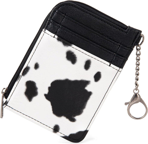 Montana West Wrangler Cow Print Credit Card Holder Cute Keychain Wallet with A Zipper Pocket...