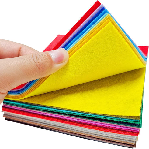 Jtnohx Felt Sheets, 32 Pcs Felt Fabric, 5"×5" Color Felt for Crafts, Stiff Craft Felt Square for for Sewing and Festivals Party...
