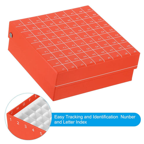 PATIKIL Cardboard Freezer Box, 2Pcs 81 Places Tube Rack Water Ice Resistant for 1.5/1.8/2.0ml Micro Centrifuge Tubes Tubes, Red...