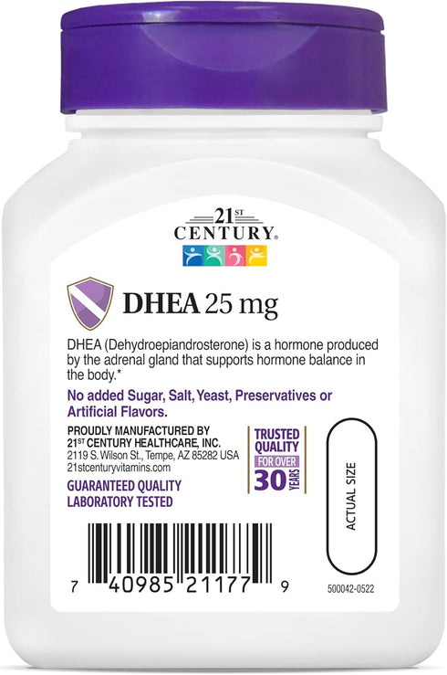 21st Century DHEA 25 mg Capsules, 90 Count...