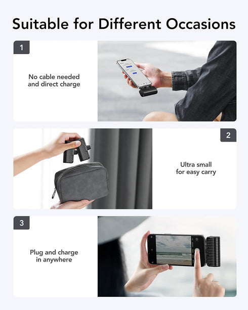 VRURC Mini Portable Charger for iPhone, 2-Packs Power Bank with Built in Cable Small & Compact Cute Phone Battery Pack Compatible with iPhone 14/1...