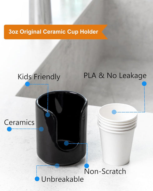 3 oz Original Ceramic Bathroom Cup Dispenser with 5 PLA Paper Cups, Bathroom Essential Accessories for Mouthwash Cup Holder on Bathroom Vanity Cou...