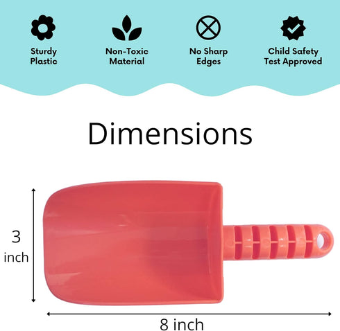 4E's Novelty 4 Pack Beach Shovels 8 Inch, Heavy Duty Plastic Sand Shovel for Kids, - Great for Planting Gardening Shovels for Toddlers, Outdoor Di...
