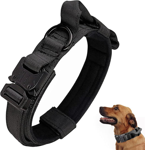 Tactical Dog Collar, Adjustable Military Training Nylon Dog Collar with Control Handle and Heavy Quick-Release Metal Buckle for Small Medium Large...