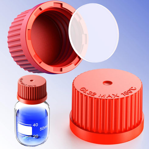 Polypropylene PBT GL25 GL32 GL45 Screw Cap with Pour Ring and Silicone Gasket for Media Bottle (GL32 PBT 2PCS)...