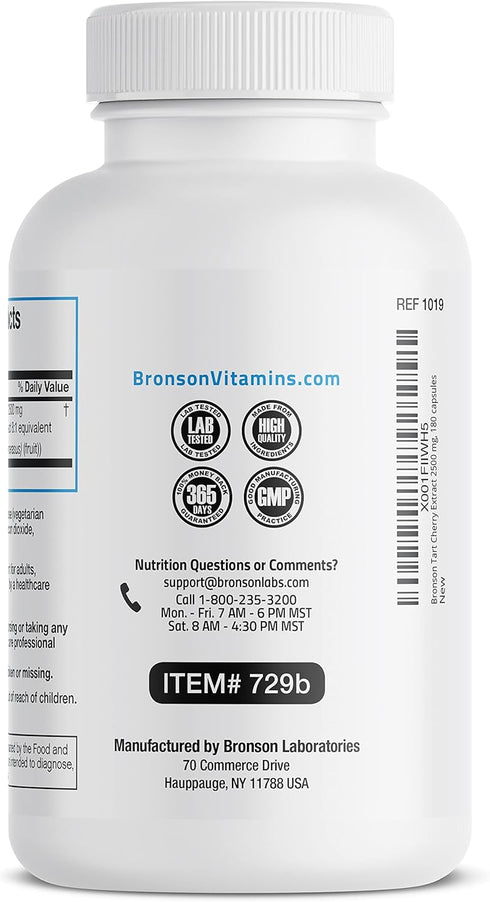 Bronson Tart Cherry Extract 2500 mg Vegetarian Capsules with Antioxidants and Flavonoids Non-GMO, 180 Count...