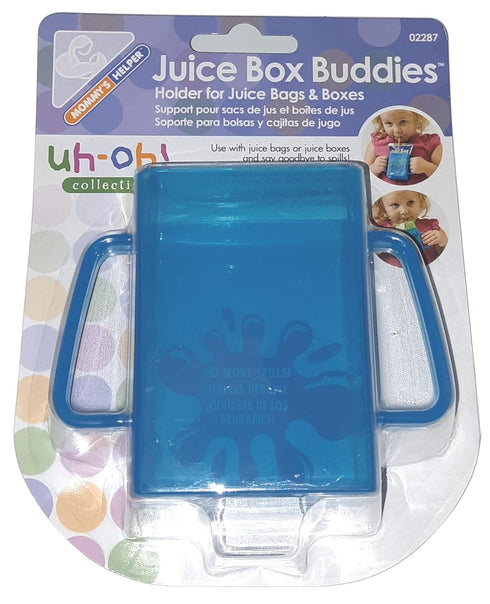 Mommys Helper Juice Box Buddies Holder for Juice Bags and Boxes, Blue, 2-Pack...