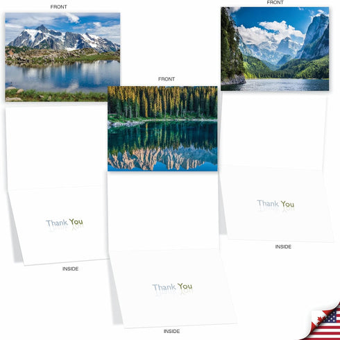 The Best Card Company 10 Assorted Landscape Thank You Notes Box Set 4 x 5.12 Inch with Envelopes (10 Designs, 1 Each) Reflections M1728TY...