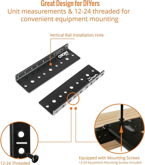 3U Vertical Server Rack Rail Pair Kit DIY Rack Rails Kit, 12-24 Screws x48 Included to Mount Equipment 2U-20U...