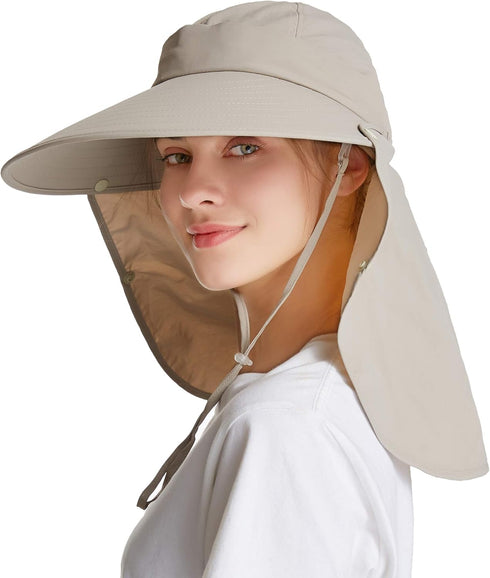 icolor Sun Hats for Women Fishing Hat UPF+50 Detachable Face Mask Neck Flap Visor Wide Brim UV Sun Protection Hiking Hats...