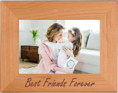 CustomGiftsNow Best Friends Forever Engraved Natural Alder Wood Picture Tabletop/Hanging Photo Wooden Frame (4x6-inch Horizontal)...