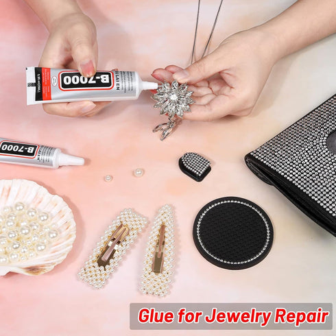 B7000 Rhinestone Glue for Jewelry Making, Clear Glue for Crafts Fabric Glue with Precision Tips Dotting Pens for Metal Stone Nail Art Beading Wood...
