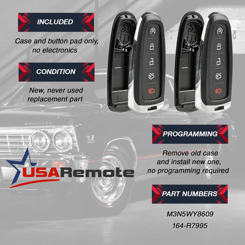 Shell Case Key Fob Keyless Entry Remote fits Ford Edge Expedition Explorer Flex Focus Taurus Lincoln MKX MKS MKT Navigator 2011 2012 2013 2014 201...