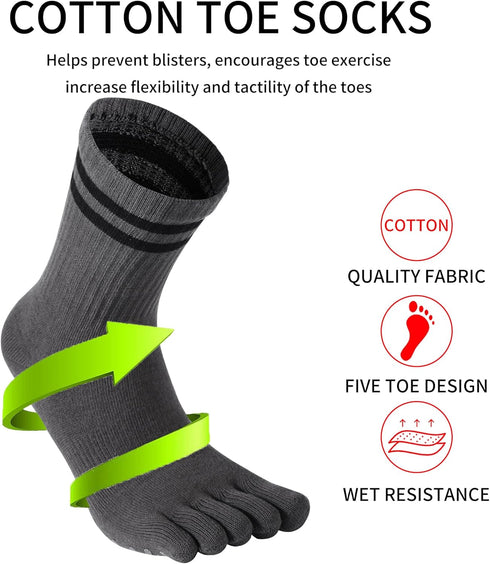 Grippy Yoga Socks for Women – Full Toe Cotton Crew Non Slip Sticky Grip Accessories for Yoga, Barre, Pilates, Dance, Ballet...