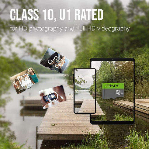 PNY 128GB Elite Class 10 U1 microSDXC Flash Memory Card - 100MB/s, Class 10, U1, Full HD, UHS-I, Micro SD...