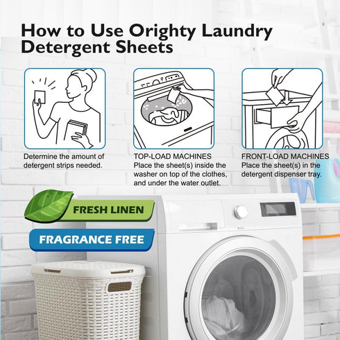 ORIGHTY Laundry Detergent Sheets, (240 Loads) 120 Sheets Fragrance Free, Eco-Friendly & Hypoallergenic Laundry Detergent Strips, Portable and Trav...