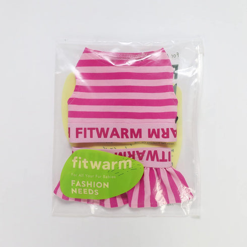 Fitwarm 2 Piece Summer Dog Clothes with Crop Top and Skirt, Striped Dog Dress for Small Dogs Girl, Pet Cat Outfit, Pink, Small...