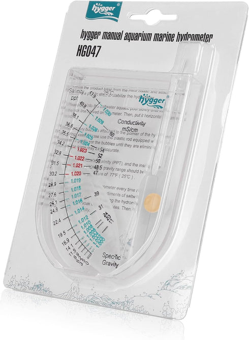 hygger Salinity Tester, Transparent Acrylic Aquarium Hydrometer Sea Specific Gravity Test Salinity Meter for Fish Tank Pond Water Saltwater Freshw...