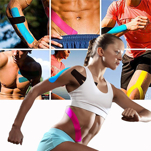 Kinesiology Tape Pro Athletic Sports (20 Precut Strips) Waterproof Breathable Athletic Elastic Kneepad Muscles & Joints Pain Relief Knee Taping fo...