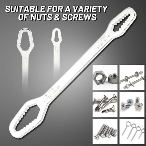 Double Ended Multifunctional Universal Wrench Adjustable Wrenches Self-Tightening Adjustable Torx Spanner Key Bolts Nuts Wrench Repair Tools for D...