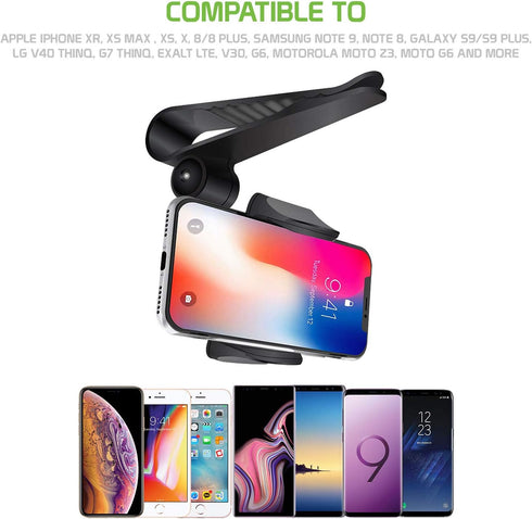 Sun Visor Phone Mount, Car Phone Holder for Car, Cradle Clip Compatible to Apple iPhones, Samsung Galaxy, Motorola Moto, Google Pixel Smartphones...