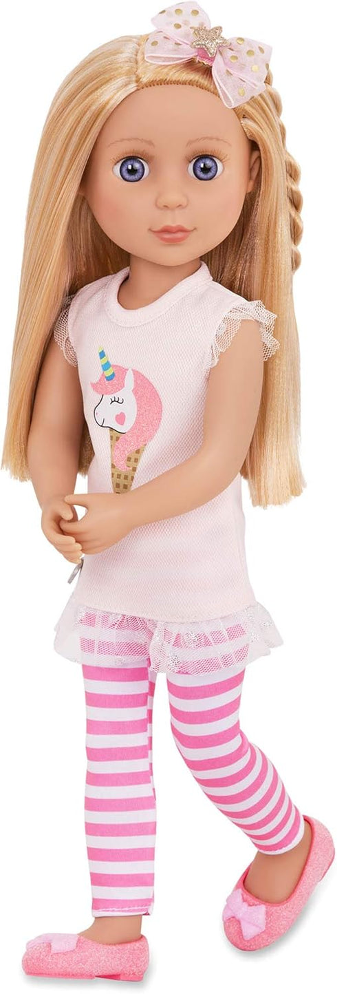 Glitter Girls Lacy 14 Inch Doll Wearing Pink Tunic, Striped Leggings, Hair Bow And Ballet Shoes - Dolls For 3+ Year Old Girls...