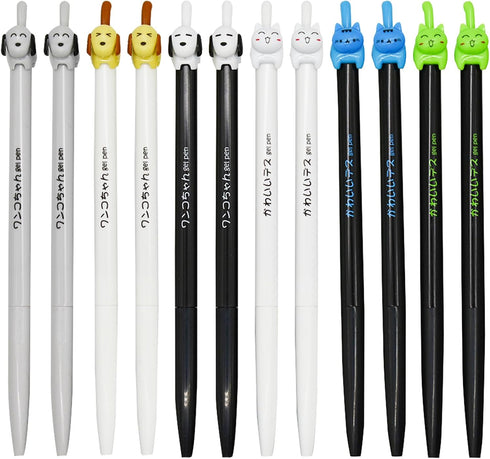 Maydahui 30PCS Cute Cat Dog Tail Clicker Retractable Pens Novelty Japanese Little Kitten Rollerball Pens Black Ink For Cat Lovers Student Shcool O...