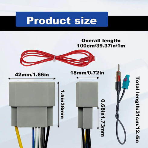 Radio Wiring Harness Antenna Adapter Connector Compatible with 2006-2016 Dodge, 2008-2016 Jeep, 2004-2016 Chrysler Modles Car Stereo CD Player Wir...