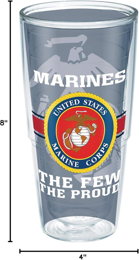 Tervis Marines Made in USA Double Walled Insulated Tumbler Travel Cup Keeps Drinks Cold & Hot, 24oz - No Lid, Pride...
