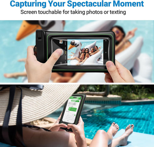 F-color Waterproof Phone Pouch - Floating with Sponge Air Cushion - IPX8 Waterproof Phone Case for iPhone 15 Pro Samsung S23 Up to 7", 12.7oz Buoy...