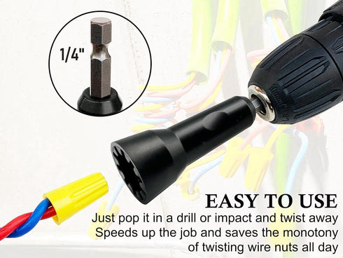 Nut Twister,Nut Twister for Drill,Nut Twister Tool -2PCS Black Nut Driver With 1/4 In Chuck,Enhanced Wiring Efficiency...