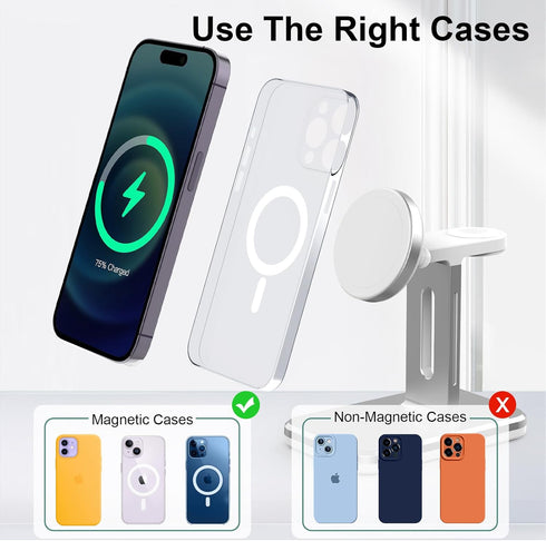 15W 3 in 1 Charging Station for Apple MagSafe Charger Stand -Wireless Charger for iPhone 12 13 14 15 pro max Plus for Apple Watch Charger 9 8 7 6 ...