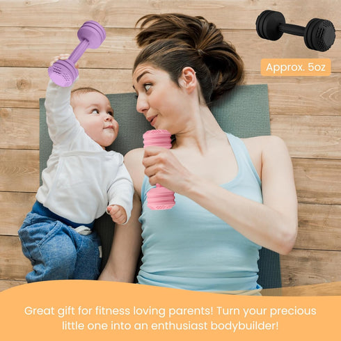 Baby Dumbbell Toy - Silicone Dumbbell Teether Toys Weight Rattle Sensory Toy for Babies - Great Gift for Baby and Toddler Girls or Boys (Mint)...