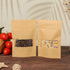 100 Pcs Resealable bags, 3.5" x 5.5" Sealable Stand Up Kraft Paper Bags with Matte Window, Zip Lock Food Storage Bags for Packaging Products...