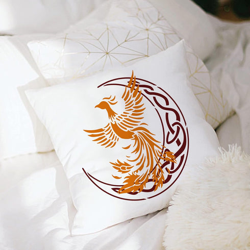 Phoenix Stencils Firebird Drawing Template Moon Trinity Knot Painting Stencils Reusable 8.3x11.7/11.8×11.8inch T-shirt or Bags Craft Wall Floor De...