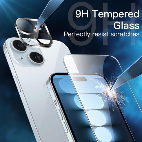 JETech Screen Protector for iPhone 15 Plus 6.7-Inch with Camera Lens Protector, Easy Installation Tool, Tempered Glass Film, HD Clear, 2-Pack Each...