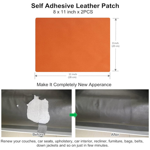 ILOFRI Leather Repair Patch 8x11 inch 2 Pcs, Durable Self Adhesive Vinyl and Leather Repair Kit for Couch, Car Seats, Boat Seat, Furniture, Uphols...