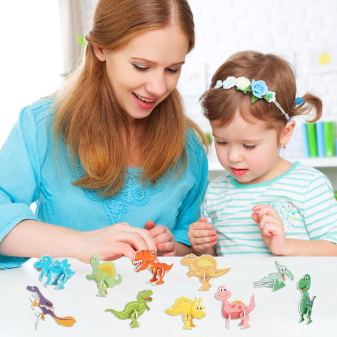 KIMOBER 25Pcs Educational 3D Cartoon Puzzle,3D Dinosaur Puzzle for Kids DIY Cartoon Dinosaur Animal Learning Education Puzzle Jigsaw Toys for Kids...