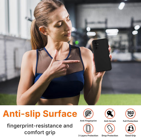 for Galaxy A13-5G Phone Case, (NOT FIT 4G) Samsung A13 Case with Glass Screen Protector, Full-Body Strong Protection Shockproof Heavy Duty Android...