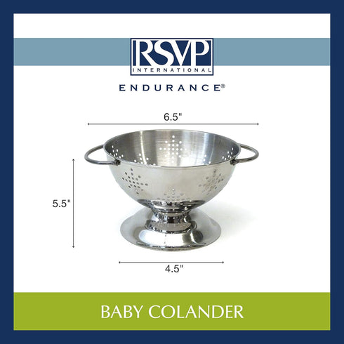 RSVP International Endurance Kitchen Collection Colander Strainer, Mini, Pierced Stainless Steel...
