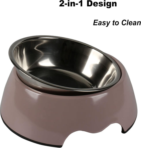 M&BGWPP Melamine Plastic Dog Food Bowl, Non Skid Base?Anti-Slip Pet Feeder Bowls, 2-in-1 Removable Stainless Steel Pet Water&Food Bowl for Dogs an...