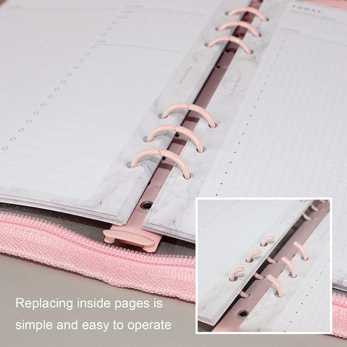 MultiBey A5 Binder 6 Ring Cover PVC Notebook Shell with Zipper, Sparkling A5 Budget Binder for Cash Budget System, Journaling, Planner (10'' x 7''...