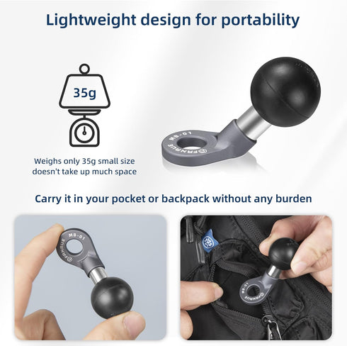 FANAUE MB-01 Angled Bolt Head Adapter Ball Base with 10mm Mounting Hole for RAM Mounts B Size Double Socket Arm and Bike Motorcycle Phone Holder, ...