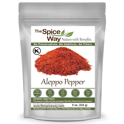 The Spice Way - Premium Aleppo Pepper |8 oz.| Crushed Aleppo Pepper Flakes (Halaby Pepper/Pul Biber/Marash Pepper/Aleppo Chili Flakes) Popular in ...