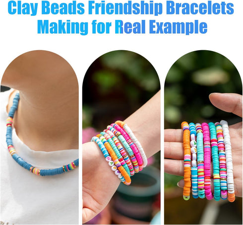 Ybxjges Clay Beads Bracelet Making Kit, 3800Pcs Polymer Flat Beads for Jewelry Making Heishi Beads for Friendship Bracelet Kit with Charm Kit for ...