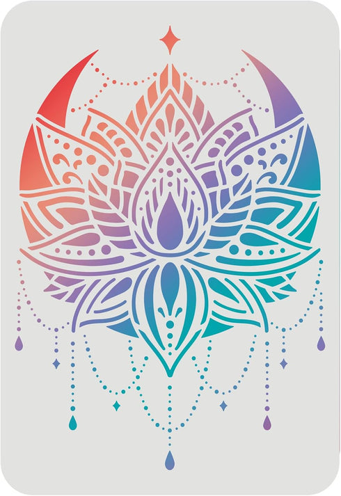 FINGERINSPIRE Lotus Stencils 11.7x8.3 inch A4 Plastic Flowers Drawing Painting Stencils Mandala Flower Wall Stencils Reusable Stencils for Paintin...