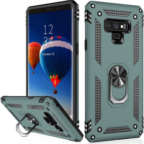 IKAZZ for Galaxy Note 9 Case,Military Grade Shockproof Heavy Duty Protective Phone Cover Pass 16ft Drop Test with Magnetic Kickstand Pine Green...