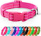 azuza Reflective Dog Collar,Soft Neoprene Padded Pet Collar with ID Tag Ring,Adjustable for Large Dogs,Hot Pink,L...