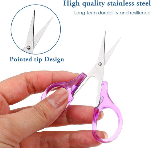 8Pcs Scissors for Crafting Stainless Steel Scissors with Protective Cover Mini Detail Craft Scissors Straight Fine Tips Design for Crafting Facial...